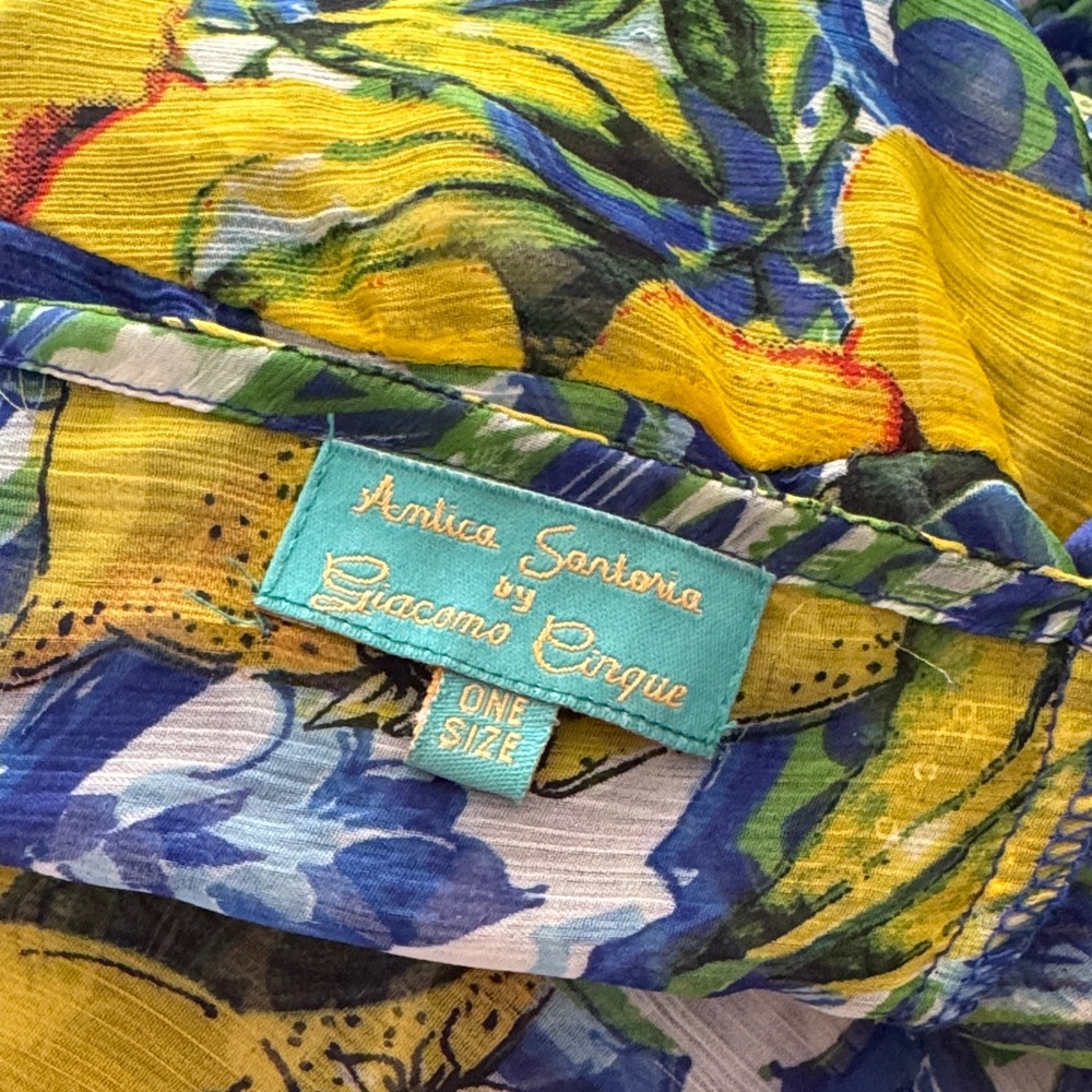 ANTICA SARTORIA by Giacomo Cinque LEMONS blue Mediterranean sequin sheer Dress - Picture 10 of 14